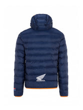 Load image into Gallery viewer, Repsol Honda jacket from the official collection. Blue hooded jacket with orange details.
